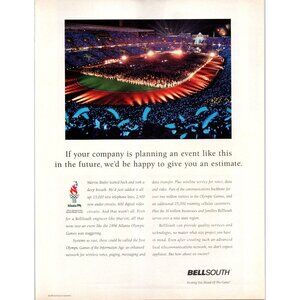 1996 Bell South Telephone Company Vintage Print Ad Atlanta Olympic Stadium Art